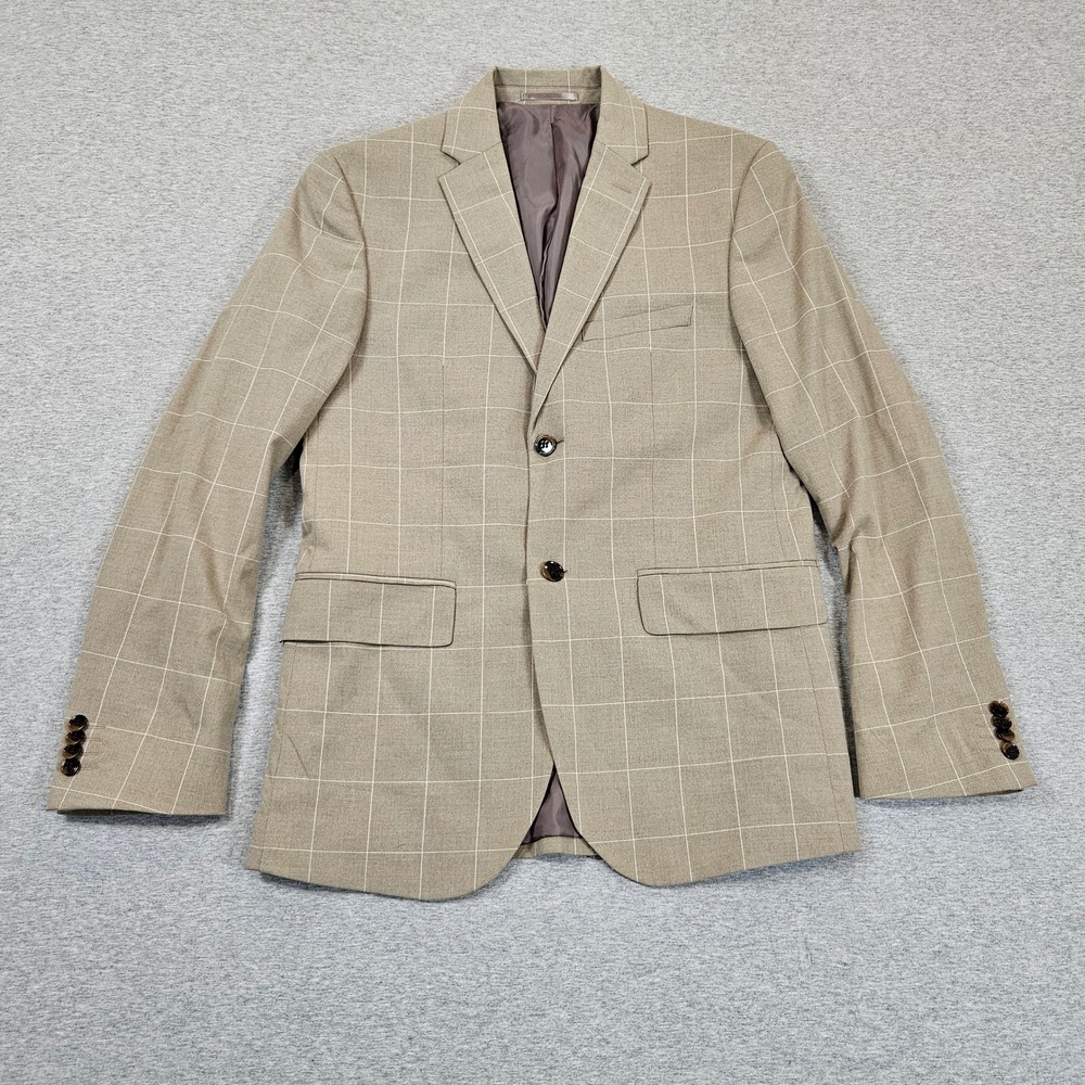 HM Mens Slim Fit Windowpane Check Blazer Tan Beige 40R 0713986 7